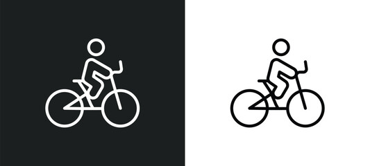 Fototapeta premium bicycle rider icon isolated in white and black colors. bicycle rider outline vector icon from sports collection for web, mobile apps and ui.
