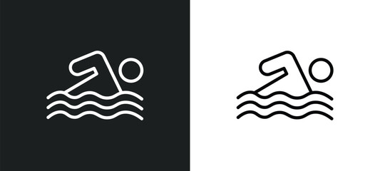 swimming icon isolated in white and black colors. swimming outline vector icon from sport collection for web, mobile apps and ui.