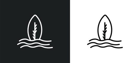 surf icon isolated in white and black colors. surf outline vector icon from sport collection for web, mobile apps and ui.