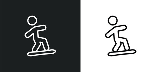 snowboarding icon isolated in white and black colors. snowboarding outline vector icon from sport collection for web, mobile apps and ui.