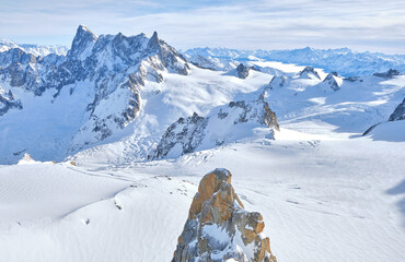 Fototapeta na wymiar Chamonix: view of mountain top station of the Aiguille du Midi in Chamonix, France
