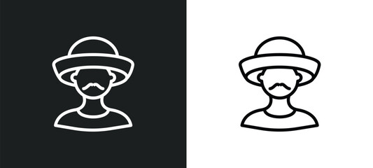 mexican man icon isolated in white and black colors. mexican man outline vector icon from social media marketing collection for web, mobile apps and ui.