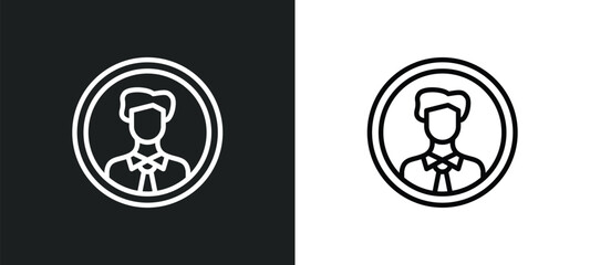 user avatar icon isolated in white and black colors. user avatar outline vector icon from social media marketing collection for web, mobile apps and ui.