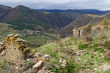 Ruins of Dagestan traditional stone house - 623503785