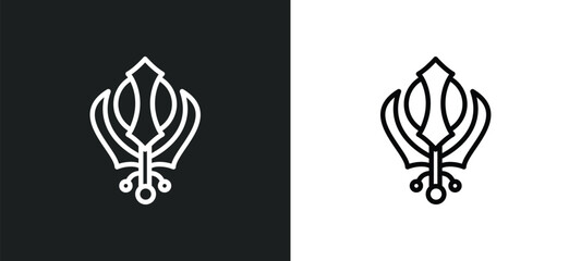 khanda icon isolated in white and black colors. khanda outline vector icon from signs collection for web, mobile apps and ui.