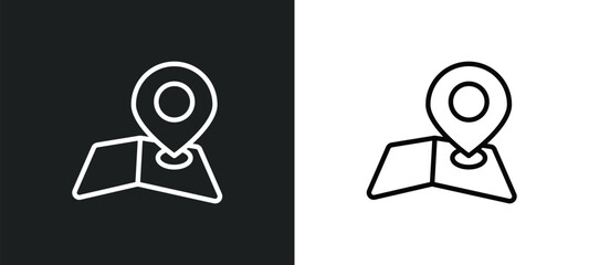 map and map pointer icon isolated in white and black colors. map and pointer outline vector icon from signs collection for web, mobile apps ui.