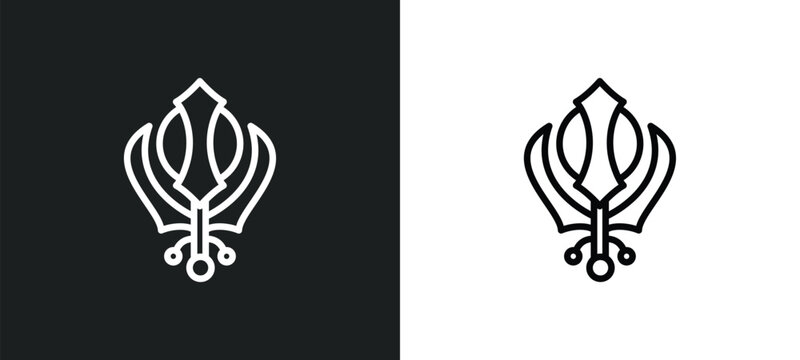 khanda icon isolated in white and black colors. khanda outline vector icon from signs collection for web, mobile apps and ui.
