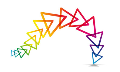 Abstract geometric background with arrows and triangles in movement. Vector illustration