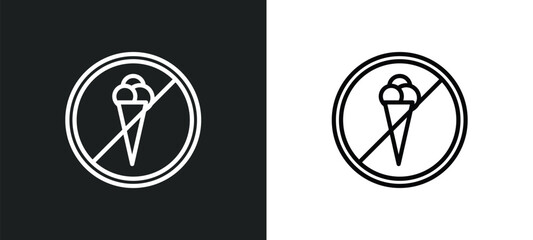no ice cream icon isolated in white and black colors. no ice cream outline vector icon from signs collection for web, mobile apps and ui.
