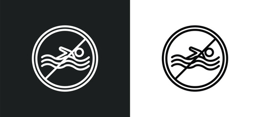 no swimming icon isolated in white and black colors. no swimming outline vector icon from signs collection for web, mobile apps and ui.