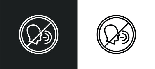 no shouting icon isolated in white and black colors. no shouting outline vector icon from signs collection for web, mobile apps and ui.