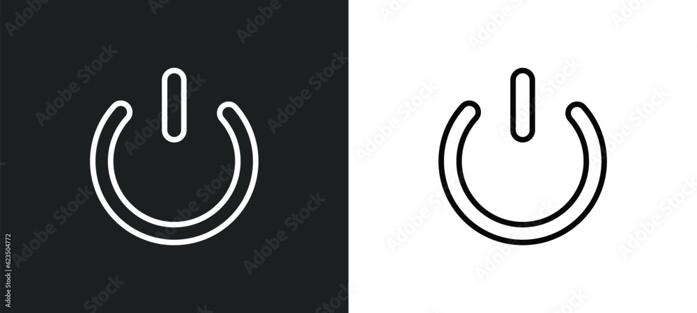 Poster power button icon isolated in white and black colors. power button outline vector icon from signs co