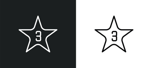 star with number three icon isolated in white and black colors. star with number three outline vector icon from shapes collection for web, mobile apps and ui.