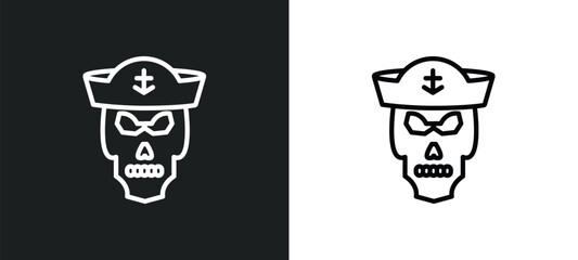 sailor skull icon isolated in white and black colors. sailor skull outline vector icon from shapes collection for web, mobile apps and ui.