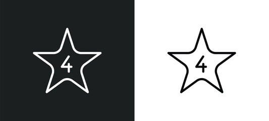 star with number four icon isolated in white and black colors. star with number four outline vector icon from shapes collection for web, mobile apps and ui.
