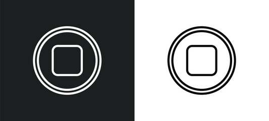 round stop button icon isolated in white and black colors. round stop button outline vector icon from shapes collection for web, mobile apps and ui.