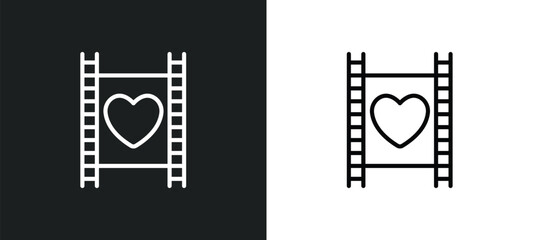 film strip with heart icon isolated in white and black colors. film strip with heart outline vector icon from shapes collection for web, mobile apps and ui.