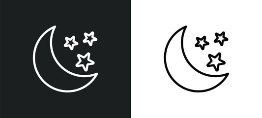 half moon and star icon isolated in white and black colors. half moon and star outline vector icon from shapes collection for web, mobile apps ui.