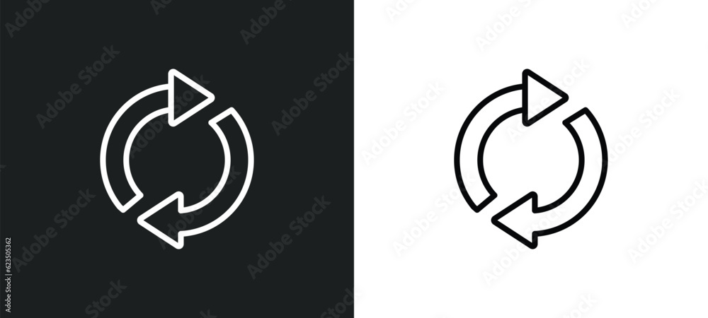 Poster rotate circle icon isolated in white and black colors. rotate circle outline vector icon from shapes