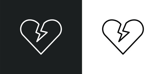 heartbreak icon isolated in white and black colors. heartbreak outline vector icon from shapes collection for web, mobile apps and ui.