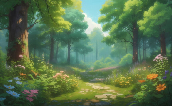 A detailed fantacy nature Generative AI Illustration.