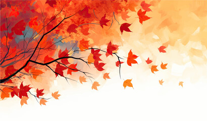 Autumn background with red and orange leaves. Vector illustration for your design. Generated AI