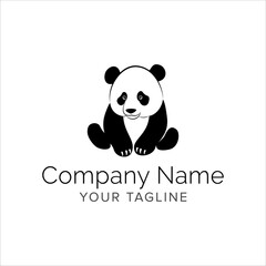 panda line art logo design. Simple modern minimalist animal logo illustration vector.