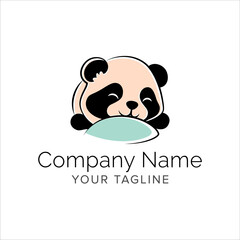 panda line art logo design. Simple modern minimalist animal logo illustration vector.