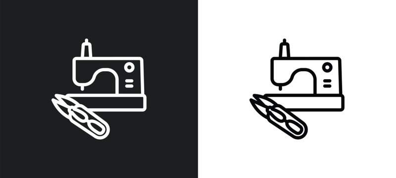 sewing clip art icon isolated in white and black colors. sewing clip art outline vector icon from sew collection for web, mobile apps and ui.