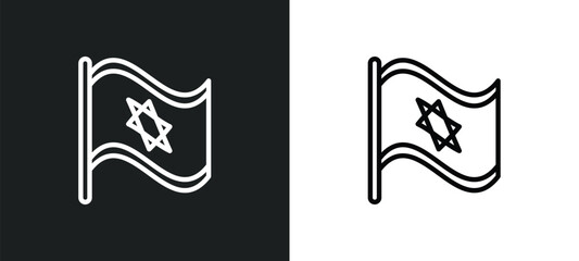 israel flag icon isolated in white and black colors. israel flag outline vector icon from religion collection for web, mobile apps and ui.