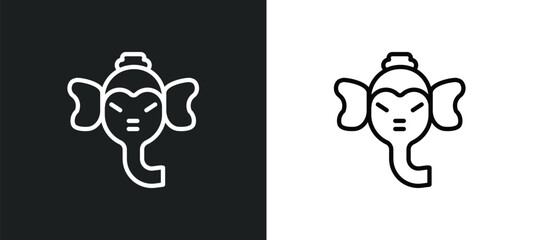 ganesha icon isolated in white and black colors. ganesha outline vector icon from religion collection for web, mobile apps and ui. - obrazy, fototapety, plakaty