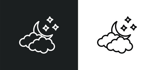 ramadan crescent moon icon isolated in white and black colors. ramadan crescent moon outline vector icon from religion collection for web, mobile apps and ui.