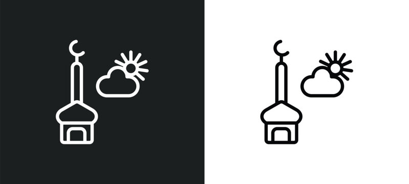 assr icon isolated in white and black colors. assr outline vector icon from religion collection for web, mobile apps and ui.
