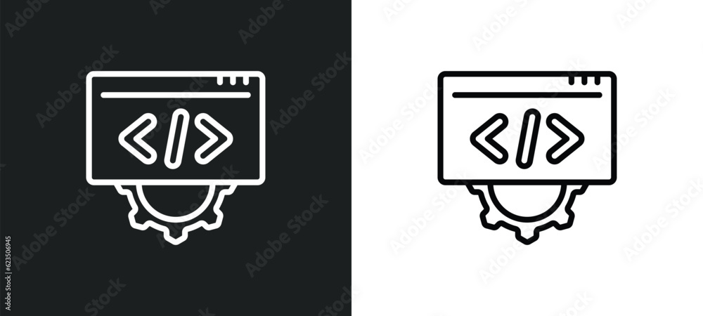 Poster optimization icon isolated in white and black colors. optimization outline vector icon from programm