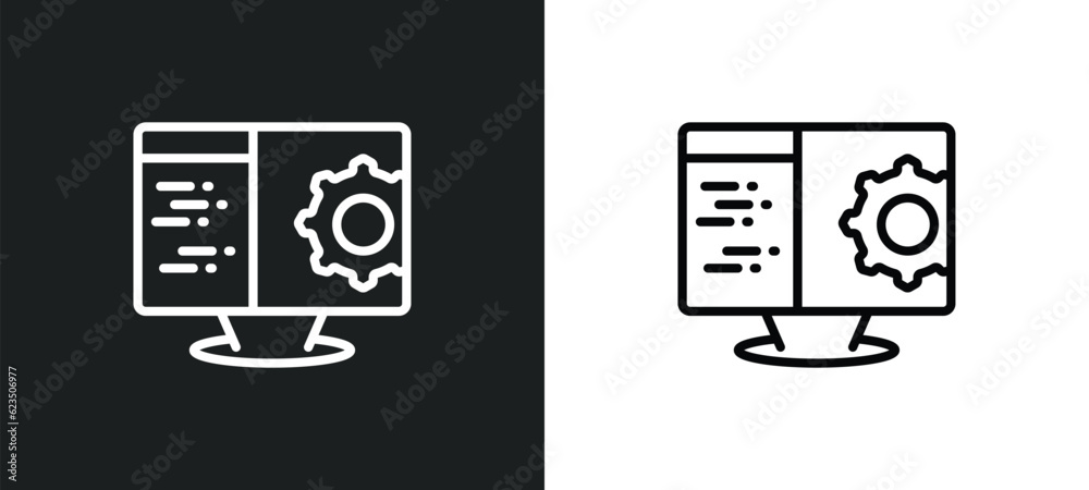 Poster computing icon isolated in white and black colors. computing outline vector icon from programming co
