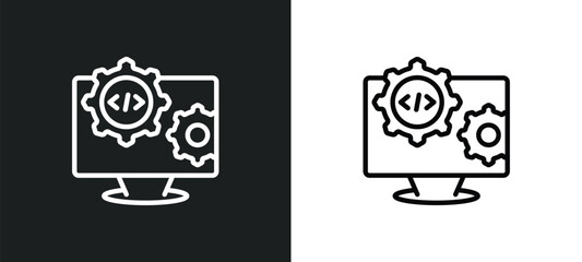 engineering icon isolated in white and black colors. engineering outline vector icon from programming collection for web, mobile apps and ui.