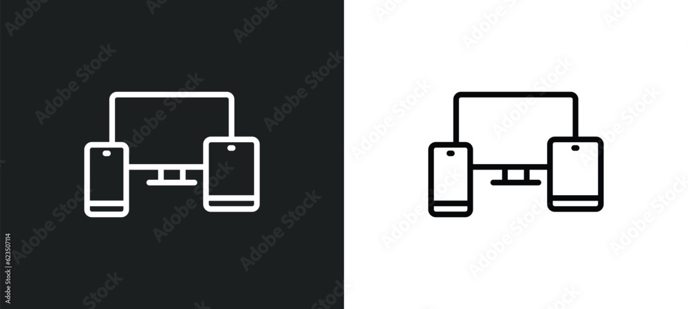 Poster cross-platform icon isolated in white and black colors. cross-platform outline vector icon from prog