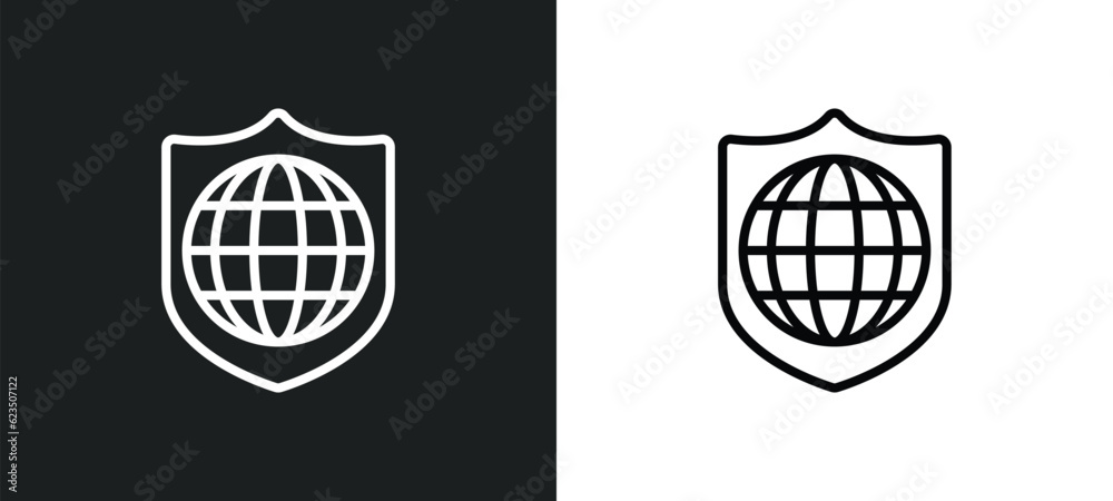 Poster secured network icon isolated in white and black colors. secured network outline vector icon from pr