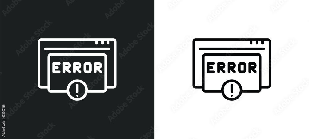 Poster error icon isolated in white and black colors. error outline vector icon from programming collection