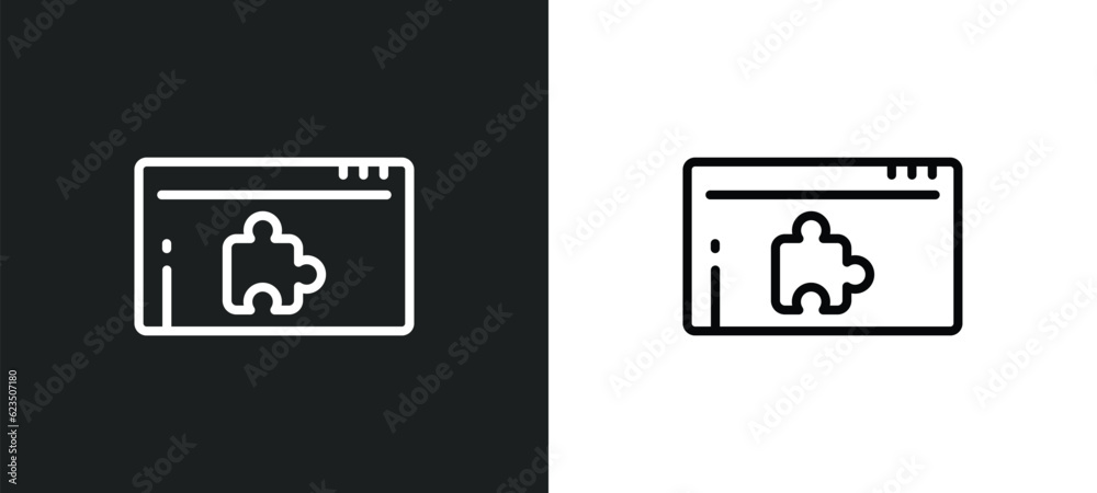 Poster plugin icon isolated in white and black colors. plugin outline vector icon from programming collecti
