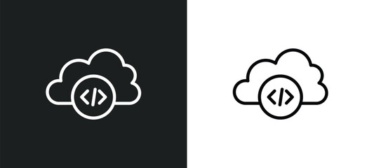 cloud storage icon isolated in white and black colors. cloud storage outline vector icon from programming collection for web, mobile apps and ui.
