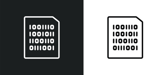 binary file icon isolated in white and black colors. binary file outline vector icon from programming collection for web, mobile apps and ui.