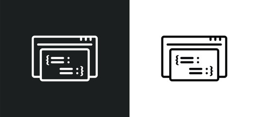 Obraz premium code listing icon isolated in white and black colors. code listing outline vector icon from programming collection for web, mobile apps and ui.