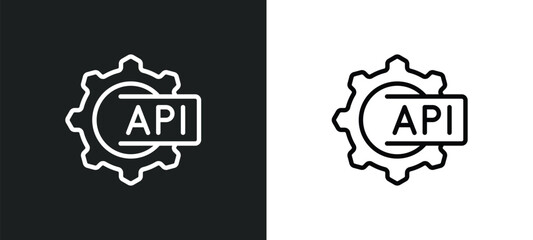 api icon isolated in white and black colors. api outline vector icon from programming collection for web, mobile apps and ui. - obrazy, fototapety, plakaty
