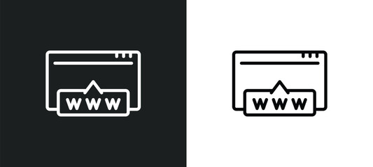 www icon isolated in white and black colors. www outline vector icon from programming collection for web, mobile apps and ui.