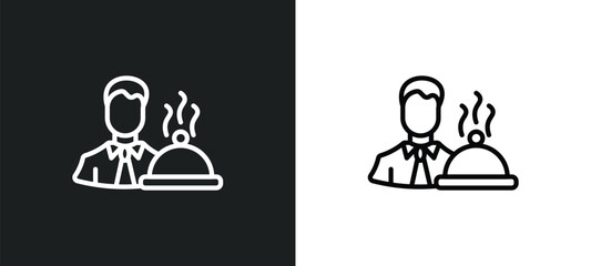 waiter icon isolated in white and black colors. waiter outline vector icon from professions collection for web, mobile apps and ui.
