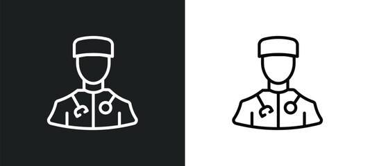 surgeon icon isolated in white and black colors. surgeon outline vector icon from professions collection for web, mobile apps and ui.