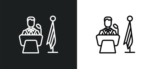 president icon isolated in white and black colors. president outline vector icon from professions collection for web, mobile apps and ui.