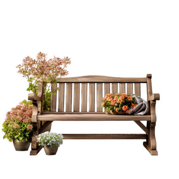 Garden Bench With Storage Isolated On Transparent Background. Generative AI