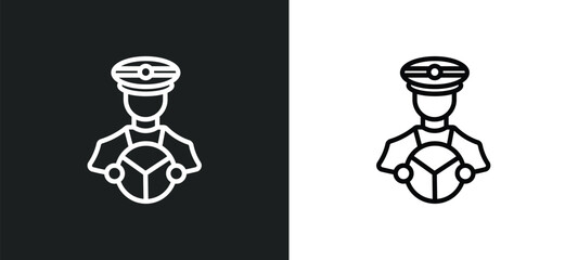 driver icon isolated in white and black colors. driver outline vector icon from professions collection for web, mobile apps and ui.
